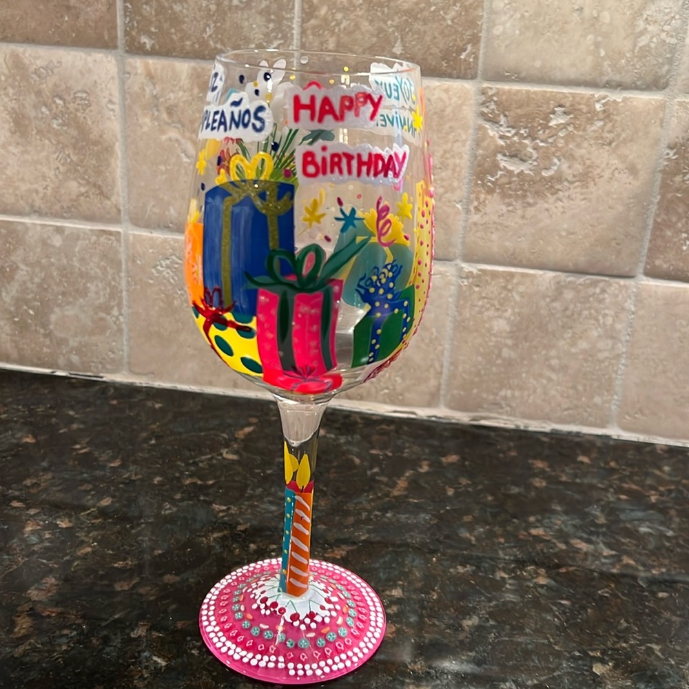 Happy Birthday wine glass